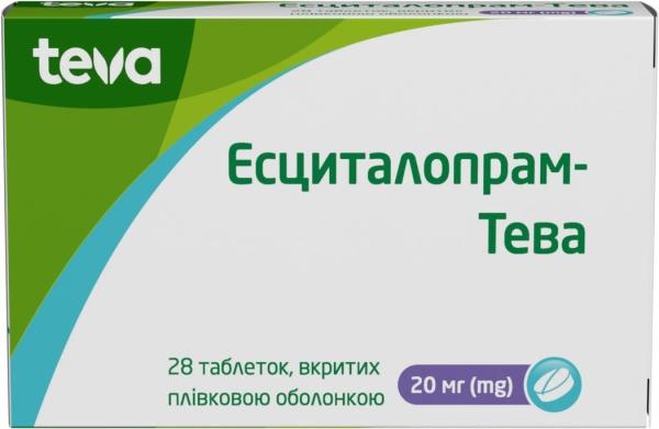Есциталопрам-Тева табл.в / пл.об. 20мг N28 бліст.***